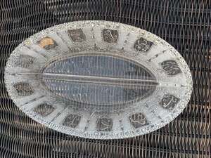 Vintage EAPG Clear Pressed Glass Zodiac Sign Divided Relish Dish